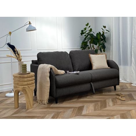 Cosmos - 3-sitzer schlafsofa - tägliche schlafgelegenheit matratze 11 cm - aus stoff - anthrazitgrau