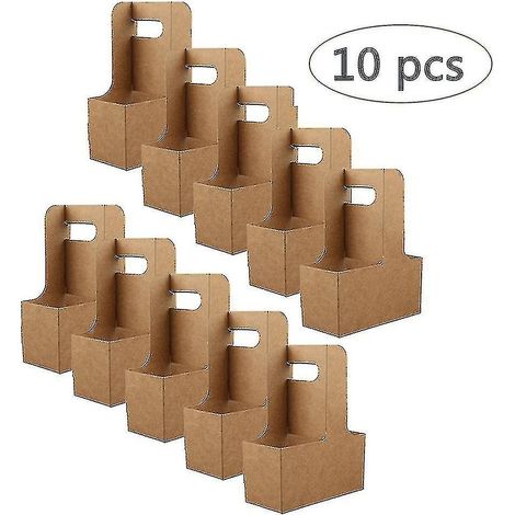 Porte-gobelet en papier kraft jetable avec poignée, support pour 2 tasses de café, fournitures de fête, lot de 10. (1/2)