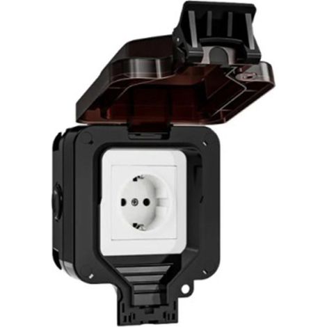 Prise murale étanche IP66 220 V noire avec interrupteur intégré - Appareils électroménagers UE (1/5)
