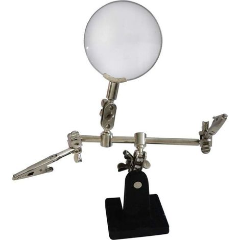 Troisième main avec pince et loupe - Aide à la soudure - Avec loupe grossissante 5x (1/5)