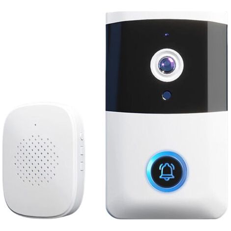 Sonnette vidéo sans fil WiFi avec vision nocturne infrarouge et audio bidirectionnel - Système de sécurité domestique