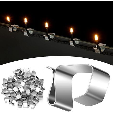 50 Pcs Christmas Light Gutter Hooks, Christmas Decorative Light Clips, Lighting Hook Fixing Accessories for Holiday Light