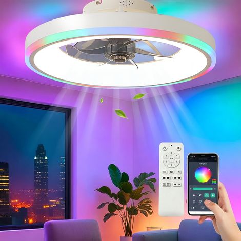 60W Ventilateur Plafond avec Lumiere, LED Dimmable(3000K-6500K) Ventilateurs de Plafond avec Télécommande/APP, plafonnier RGB,Minuterie, 6 Vitesses, pour Salon, Chambre (1/5)