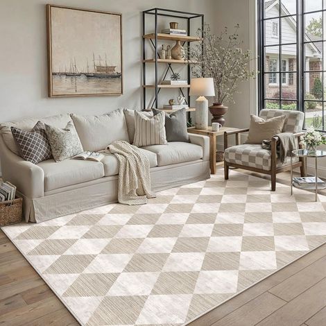 Moderne Tapis Salon 160x230cm Lavable en Machine Grand Beige Rug (1/5)