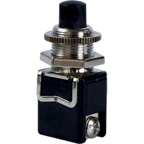 Mini interrupteur poussoir à encastrer noir connexion par vis 600W, 3A, 250V - Tibelec (1/2)