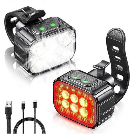 Ensemble d'éclairage vélo ultra lumineux, lampe LED rechargeable USB pour vélo, éclairage pour les sorties nocturnes, éclairage avant pour vélo (1/5)