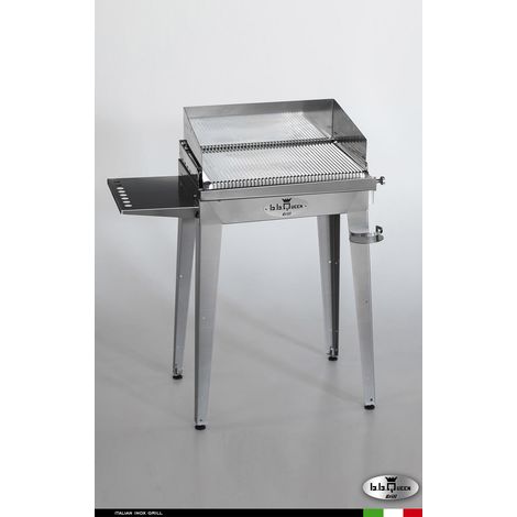 Grill 6.4 Inox Piastra ondulata - Con portapiatti - Con paraschizzi - Senza kit mensola e ruote - Satinato - barbecue, griglia, giardino, carne, a gas, acciaio made in Italy