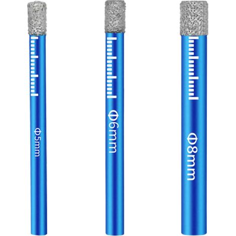 Set blauer Trockendiamantbohrer, hohe Härte, universeller Rundschaft, Fliesenlochsägewerkzeug, 5-teilig (1/5)