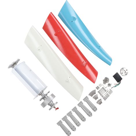 Générateur éolien vertical 100 W, blanc, rouge, bleu, 3 pales, aérodynamique, 12 V (1/5)