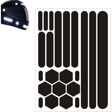 Autocollant réfléchissant de sécurité universel pour voiture moto vélo et casque Réflecteur lumineux 15 x 10,5 cm Noir Pour améliorer la visibilité (1/5)