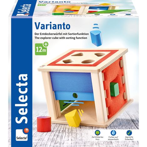 Selecta - Scatola da gioco “Varianto” per ordinare e inserire, in legno, 15 cm, 62019 (1/3)