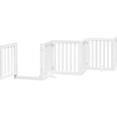 Barrière de sécurité pour chien animaux de compagnie porte pliable 12 panneaux bois de peuplier blanc (1/5)