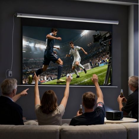 Pantalla de proyección motorizada 100 pulgadas 16:9 con mando, blanca OKMYHOME (1/5)