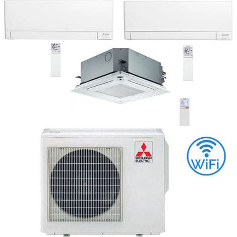 Klimaanlage Mitsubishi MSZ-AY Wifi + Kassette R32 Test-Split-Wechselrichter 9000 + 9000 + 12000 BTU mit U.E. MXZ-3F54VF Klasse A+++/A++