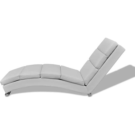 Chaise Longue Ergonomique Confortable en Similicuir pour Salon Blanc 154 x 52,5 x 72 cm (1/5)