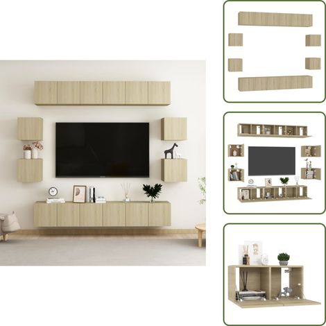 Mobili in legno - vidaXL Set di Mobili Porta TV 10 pz Rovere Sonoma in Legno Multistrato - Rovere sonoma
