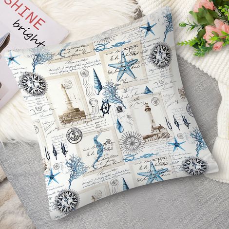 Housse de coussin,Coussin décoratif motif poisson rétro, 60x60 cm (1/5)