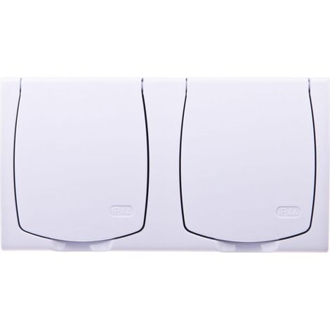 Madera Hermetische Doppelsteckdose mit/ohne IP44 mit Abdeckungen, weiße Klappe GNH-2NZP/00/w