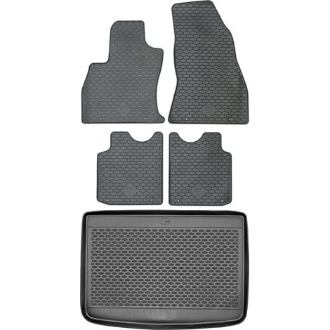Juego de alfombrillas de goma para Fiat 500L Hatchback 5D a partir de 2013: alfombrilla para coche + alfombrilla para maletero.