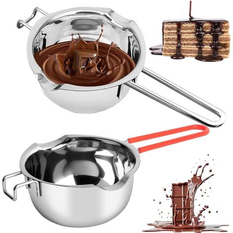 Bol A Fondre - Acier Inoxydable 304 - Double Bec Verseur - Bain-Marie - 400 Ml - 2 Pièces
