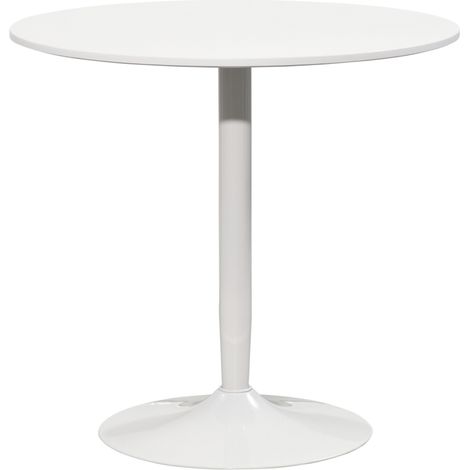 Esstisch für 2 Personen, runde Tischplatte Ø80 cm, MDF und Stahl, rutschfest, Weiß, 75H cm