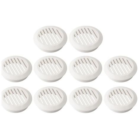 10 - Grille De Ventilation - Bouche D'aération - Plastique Rond Pour Mur Et Plafond - Protection Menuiserie - Blanc - 6x6cm (1/3)