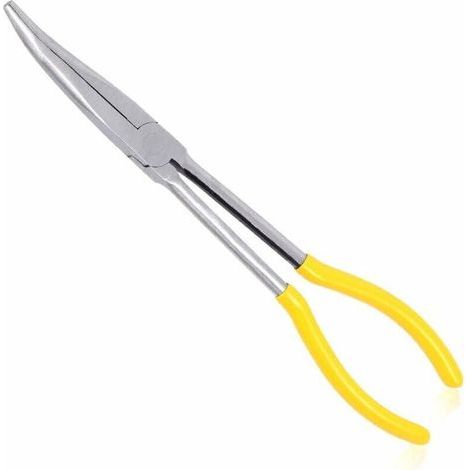 Pince à bec long coudé – Pour récupérer les objets coincés dans les espaces confinés – 25 degrés, 1 pièce, jaune (1/5)
