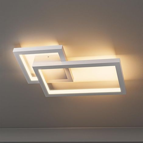 Plafonnier LED 24W 1960 Lumen, Lampe de Plafond en Aluminium, Moderne Design Luminaire Plafonnier pour Salon Chambre Cuisine Couloir, 41 x 27 cm, Blanc Chaud 3000K, Blanc (1/5)