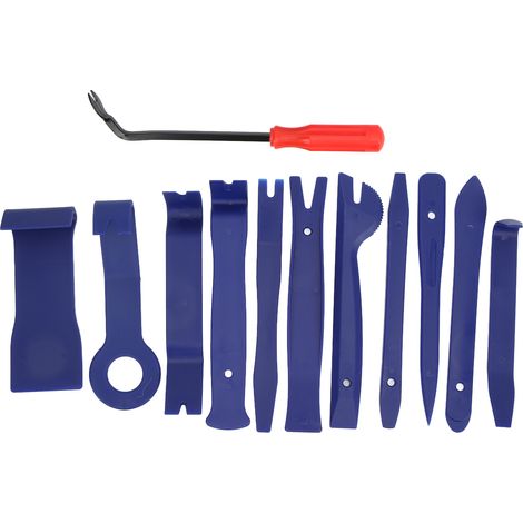 12-teiliges Werkzeugset zum Entfernen von Autoverkleidungen, kratzfest, mit einem 15 cm langen roten Befestigungswerkzeug in einer Oxford-Tasche. (1/5)
