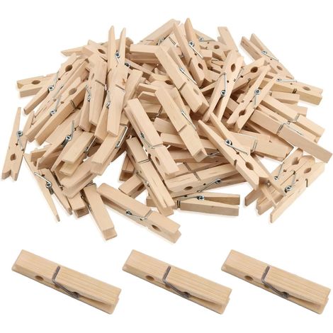 Mollette decorative in legno per foto, 150 mini mollette in legno con spago di iuta da 10 m. Mini mollette in legno per appendere foto, cartoline, vestiti e decorazioni fai da te. (1/5)