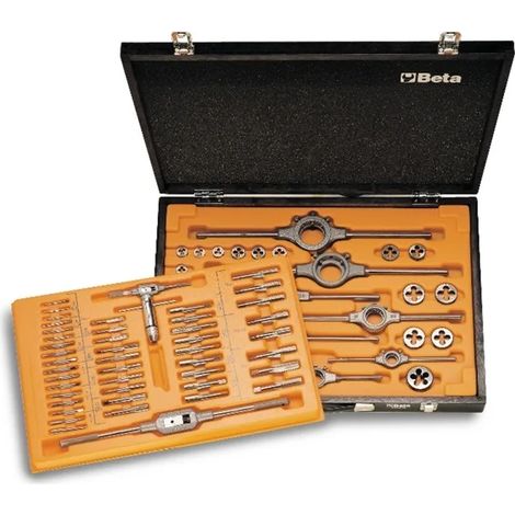 Beta 447/c70 assortiment de tarauds et filières en acier hss à pas grossier et fin - 70