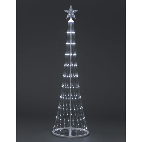 2.5m Light Up Christmas Cone Tree 220 Ice White LEDs Indoor Outdoor Garden (1/4)