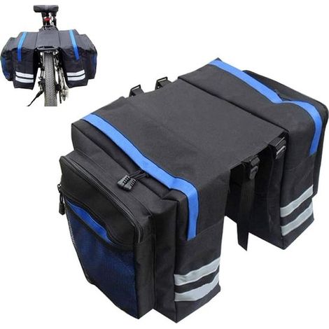 Borsa laterale impermeabile a doppio scomparto da 30 litri per portapacchi - Borsa da viaggio di grande capacità - Doppia borsa laterale per bicicletta - Borsa da viaggio impermeabile - Blu