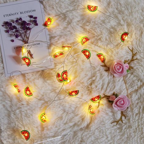 Guirlande lumineuse féérique de 2 m (6,6 pi) avec 20 LED en forme de pastèque, pour la décoration de chambre d'enfant, blanc chaud (1/5)