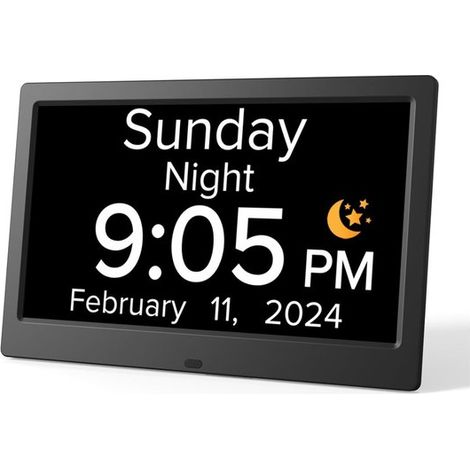 Reloj digital con memoria de 10 pulgadas para pacientes con Alzheimer y personas mayores. (1/5)
