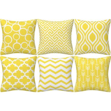 BUNTHAUS Ensemble de 6 Housses de Coussin Carré Double Face, 45 cm Longueur x 45 cm Largeur, Jaune (1/5)