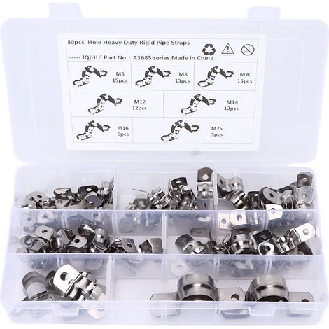 80 pièces colliers de serrage en acier inoxydable pour tuyaux, 2 trous support en U, clips de tension universels pour camping-car (1/5)