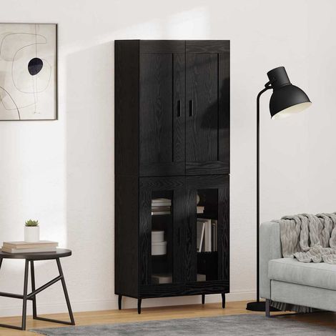 vidaXL  Highboard  2 pcs Black Oak Engineered Wood