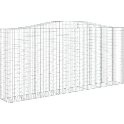 Gabbione cesto gabbia recinzione muro di contenimento ad arco 400 x 50 x 180/200 cm ferro zincato Argento 020040093