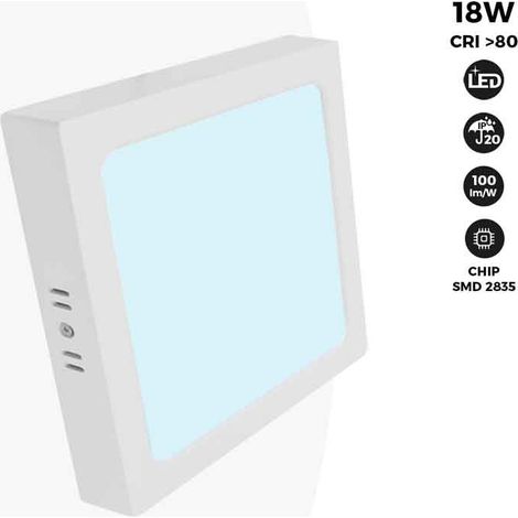 Plafonnier LED carré 18W - Blanc Froid