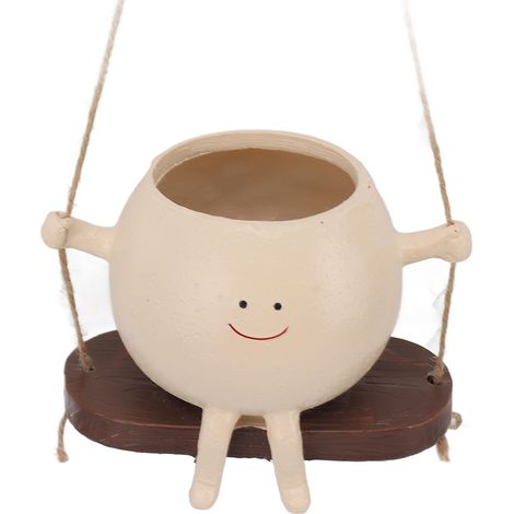 Pot de Fleur Suspendu avec Visage Pivotant, Jardinière à Visage Pivotant avec Tête Suspendue, Pot Suspendu avec Visage Souriant, Pendentif de Pot de Fleur Souriant (1/5)
