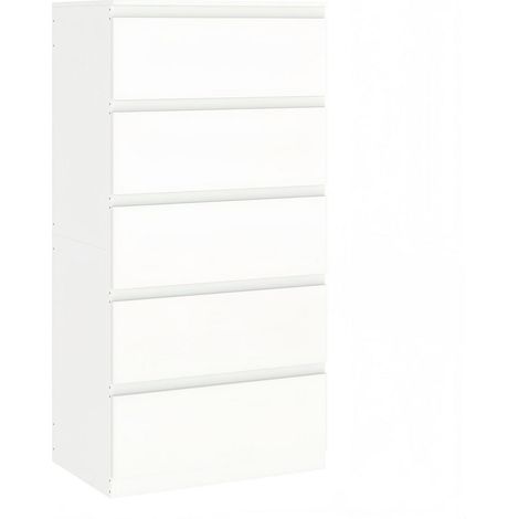 Schmale Kommode Weiß 5 Schubladen MDF 60x40x120,5 cm (1/5)