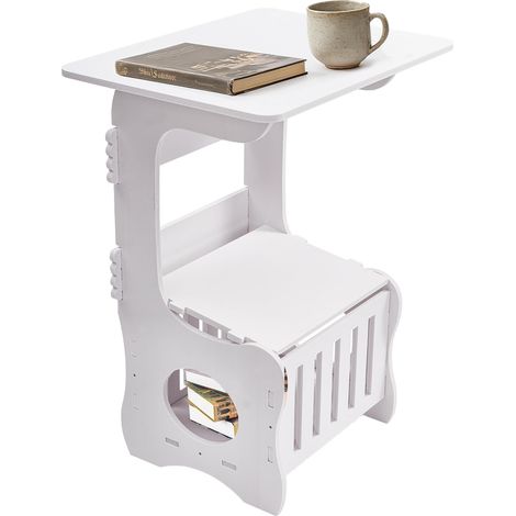 Youyijia Moderner Beistelltisch mit Stauraum & Deckel  Kompakter Nachttisch/Sofatisch für Wohnzimmer, Schlafzimmer & Badezimmer, Hohlraum-Design für platzsparende Einrichtung (Mit Deckel, Quadrat)