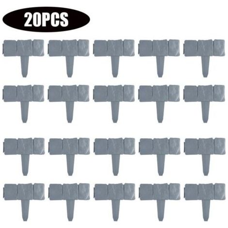 20pcs jardin clôture bordure pliante paysage imitation Pierre plastique jardin clôture pelouse clôture panneau bricolage ornements (1/4)