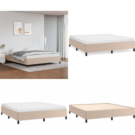 Cadre de lit sans matelas cappuccino 180x200 cm similicuir - Cadre De Lit - Lit Double - Similicuir - Lit Capitonné - Meuble Chambre À Coucher - Home & Living (1/5)