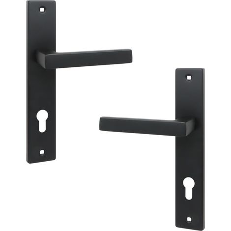 Maniglia per porta su piastra lunga, nero opaco, RANDO (1/5)