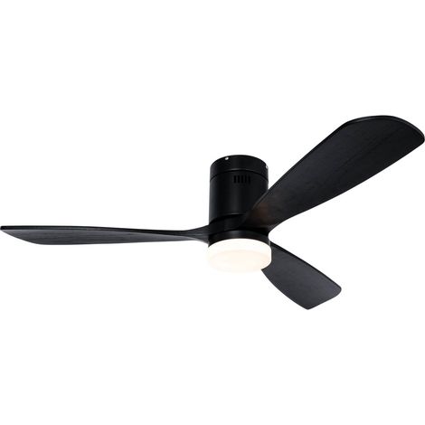 QAZQA Ventilatori da soffitto sofia - Design - Legno,Acciaio,Plastico - Nero - Tondo (non sostituibile) LED Max. 1 x 16 Watt