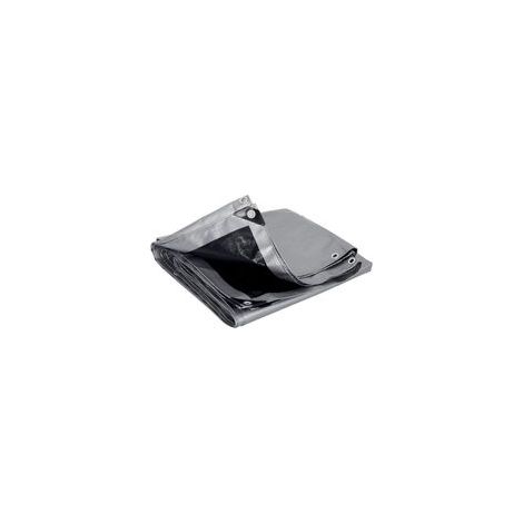 Bâche de Protection en PE Bâche Imperméable et Résistante, Couverture Étanche Bâche pour Bois Housse de Protection avec Œillets Muiti-Usage 120g/m², Gris+Noir, 2x3m (1/5)