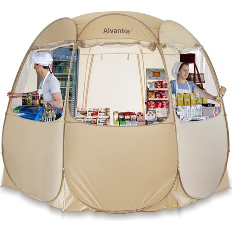 Tente-baldaquin dépliante – Tente d'événement – Auvent Pop-up de 30,5 x 30,5 cm pour activité Commerciale – Abri de Camping – Beige (1/5)