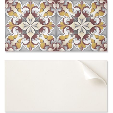 Baldosas de vinilo autoadhesivas con estampado decorativo de mosaico floral, 10x40x20 cm.